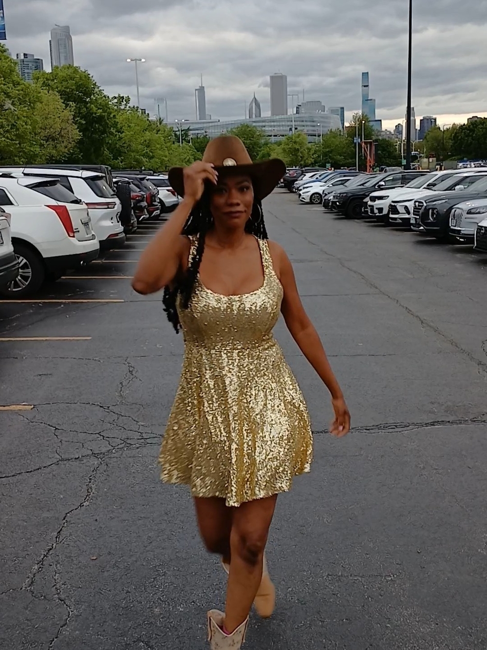 B Darlin Gold Sequin Fit-and-Flare Mini Dress - Picture 2 of 13